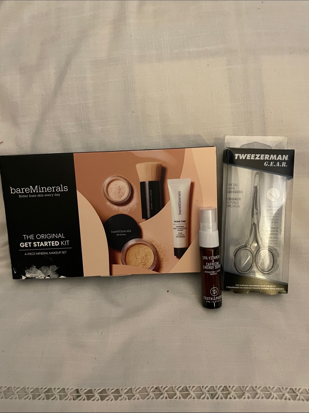 bareMinerals Makeup Starter Kit with Brush & Silver Tweezers & Facial Serum